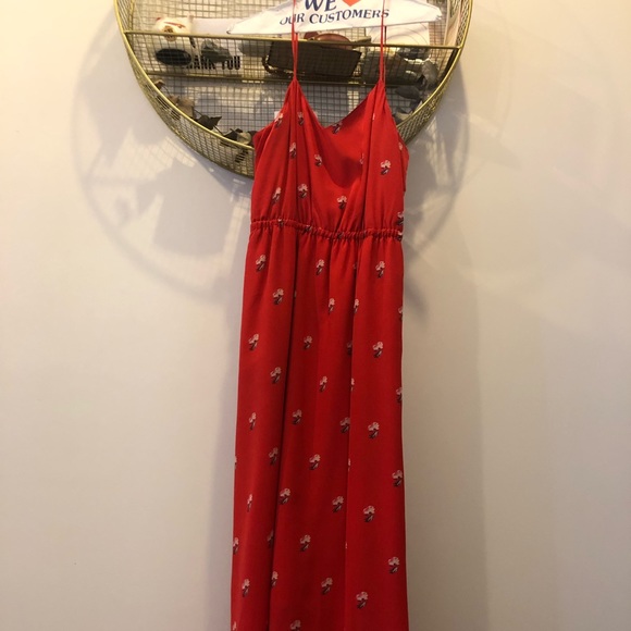 Madewell 2 silk floral poppy maxi dress flower red - Picture 2 of 2
